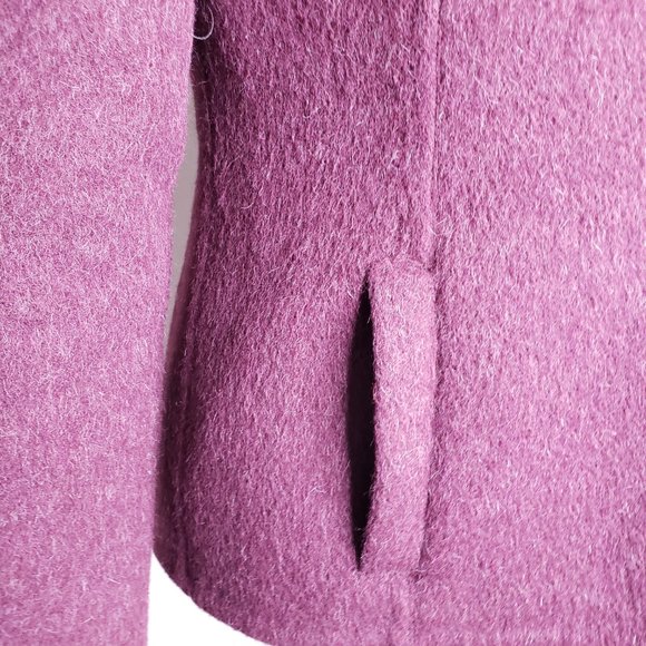 Overland Cordilla Alpaca Wool Blend Short Maroon Snap Button Coat Pocket Jacket - Picture 6 of 8